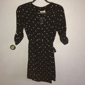 WOMEN BLACK POLKADOT DRESS LOFT PETITE